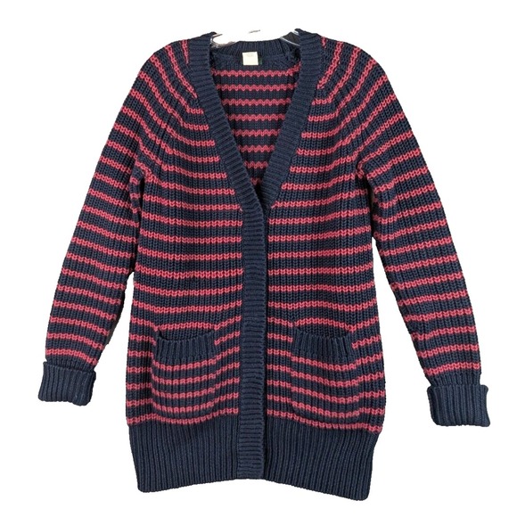 J Crew‎ Sweater Womens S Nordic Stripes Cable Knit Cardigan V Neck Clueless Vtg - Picture 1 of 8